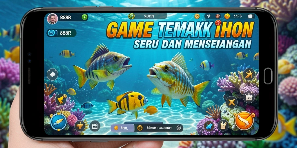 Tampilan gameplay seru 888R menembak ikan.
