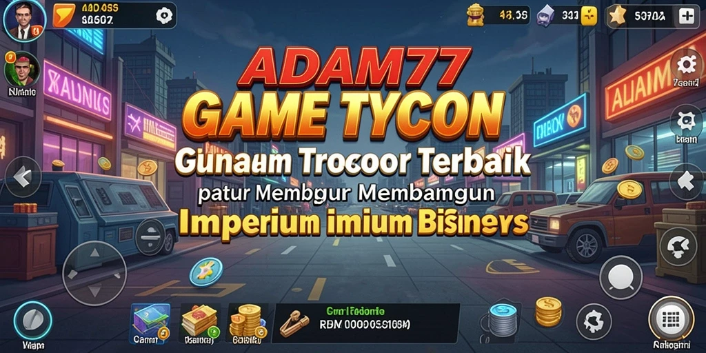 Tampilan gameplay ADAM77 yang menghadirkan keseruan pengelolaan bisnis Tycoon.