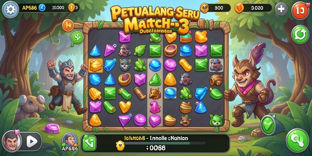 Gameplay seru di AP686 dengan kombinasi permata berwarna.
