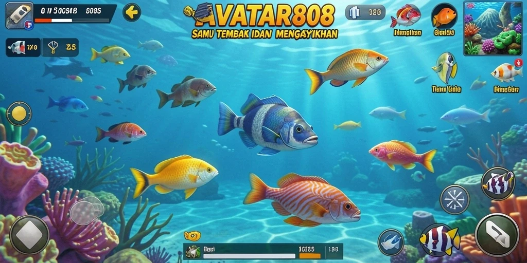 Screenshot gameplay AVATAR808 yang menampilkan aksi seru Tembak Ikan.