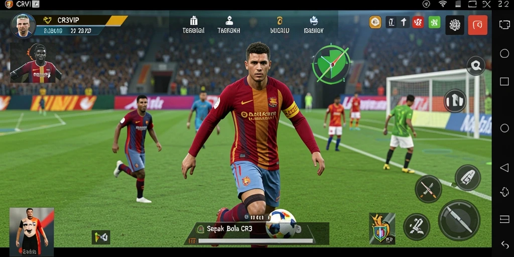 Tampilan gameplay CR7VIP yang menegangkan dengan aksi sepak bola nyata.