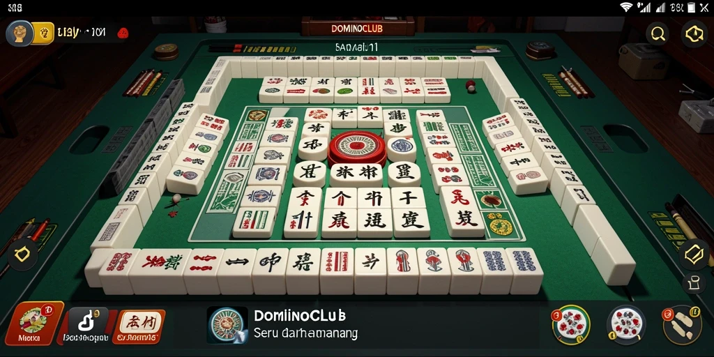 Screenshot gameplay DOMINOCLUB menunjukkan keseruan bermain Mahjong bersama teman.