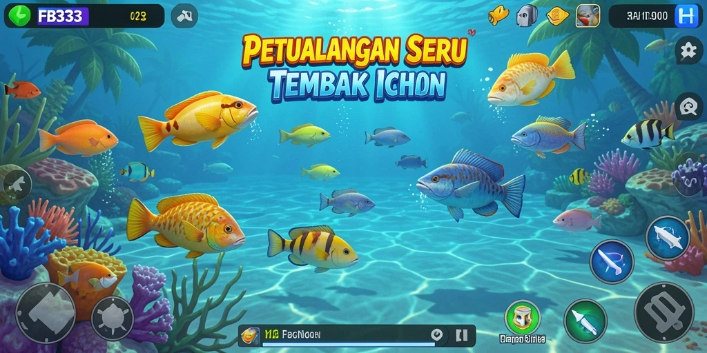 Tampilan gameplay FB333 menembak ikan yang penuh warna dan dinamis.