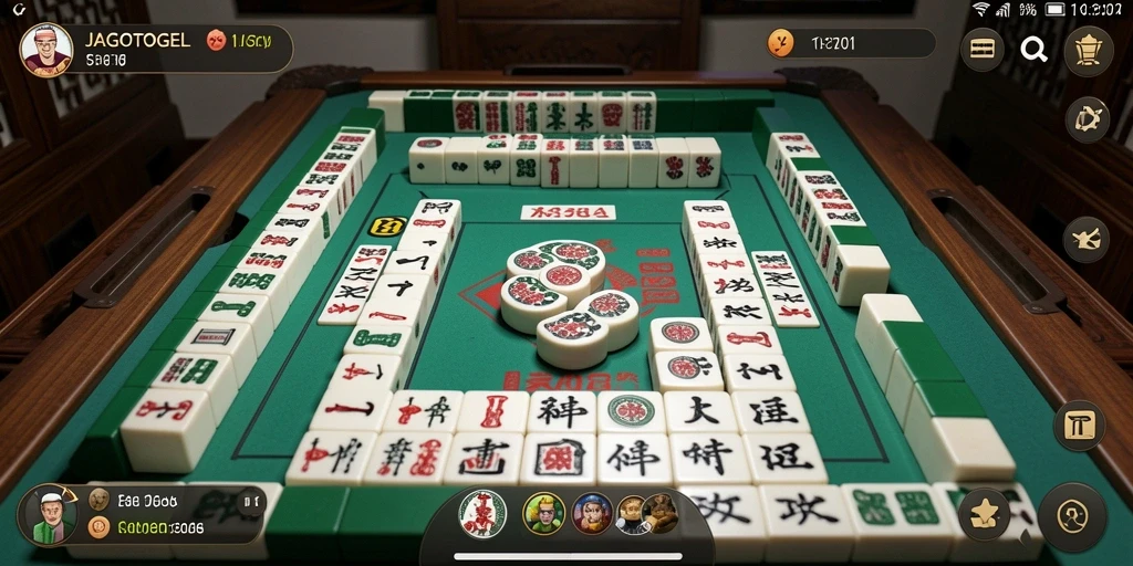 Tampilan gameplay JAGOTOGEL dengan ubin Mahjong yang berwarna-warni.