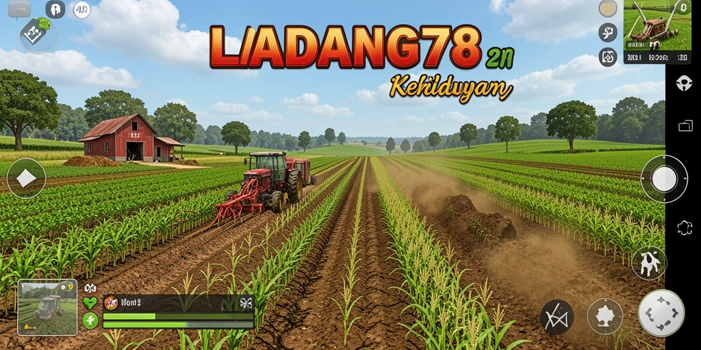 Screenshot memperlihatkan ladang yang subur dalam game LADANG78.