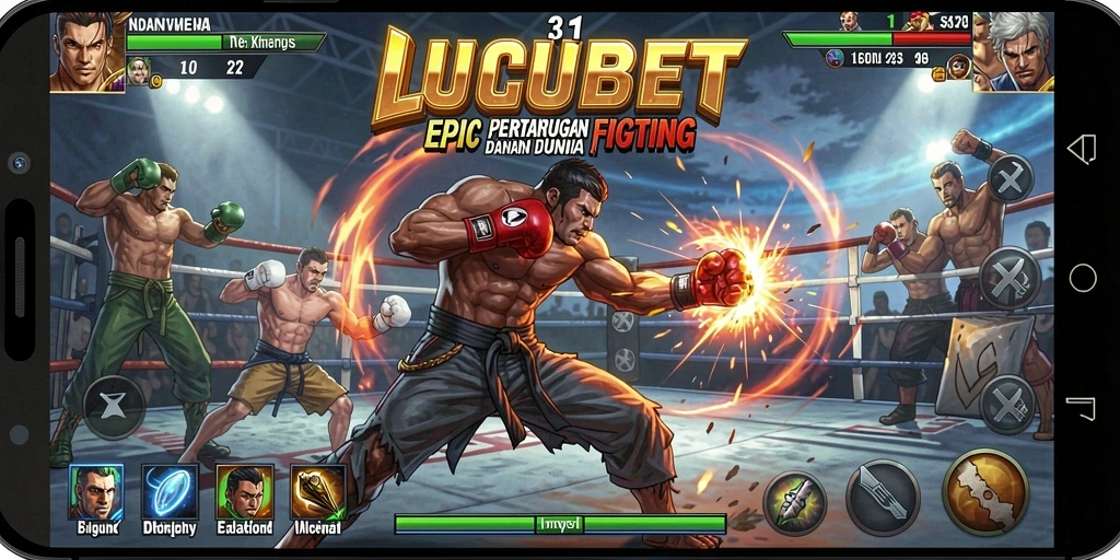 Screenshot gameplay LUCUBET menampilkan aksi pertarungan yang intens.