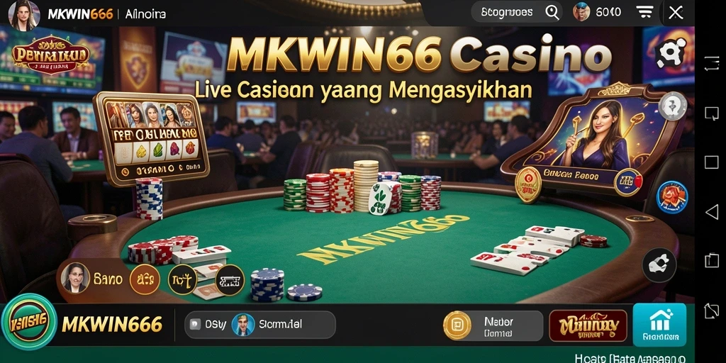 Screenshot gameplay MKWIN666 yang memperlihatkan dealer dan interaksi pemain.