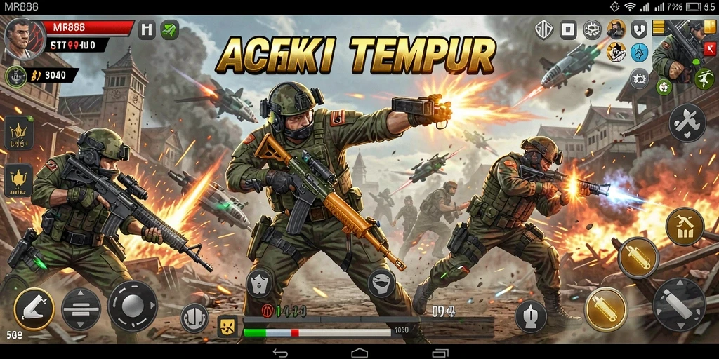 Tampilan gameplay aksi tempur yang mendebarkan di MR888.