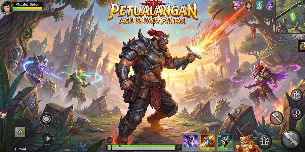 Tampilan gameplay ARPG yang seru dan mendebarkan di PP444.