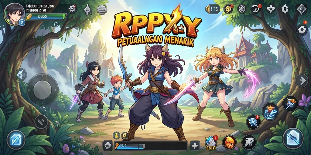 Tampilan gameplay yang dinamis dan penuh warna dari RPYYY.
