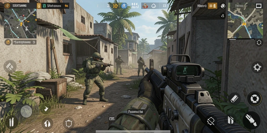 Screenshot gameplay SOBATGAMING yang menampilkan pertempuran FPS yang mendebarkan.