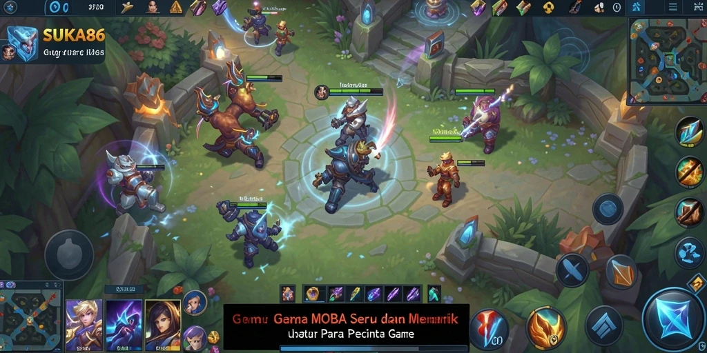 Screenshot gameplay <strong>SUKA86</strong> menampilkan aksi seru pertarungan antar karakter MOBA.