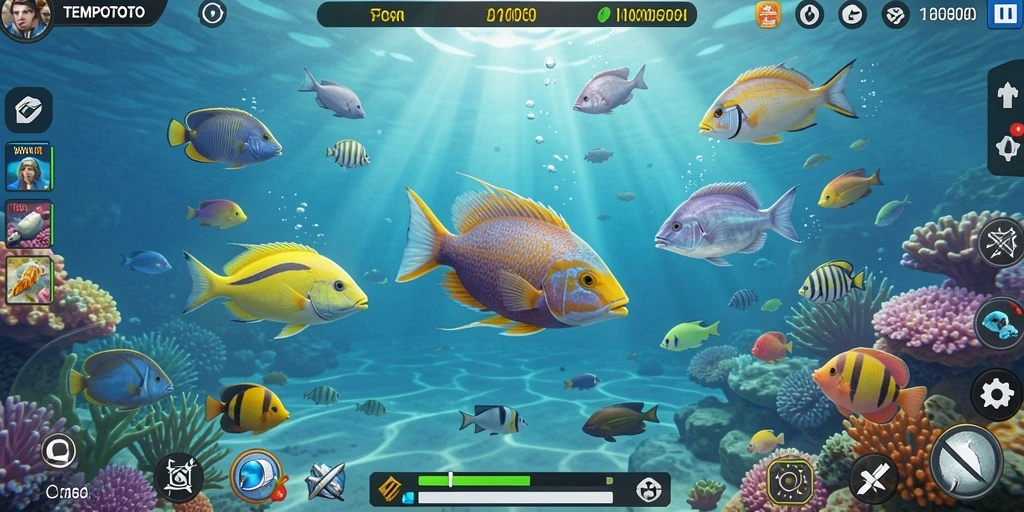 Tampilan gameplay TEMPOTOTO yang penuh warna dan mendebarkan.